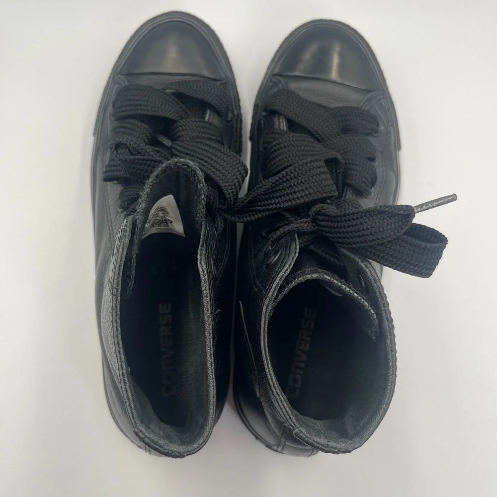 Converse Chuck Taylor All Star Sneakers Unisex M6/W8 Black Leather Skate Shoes - Picture 8 of 11